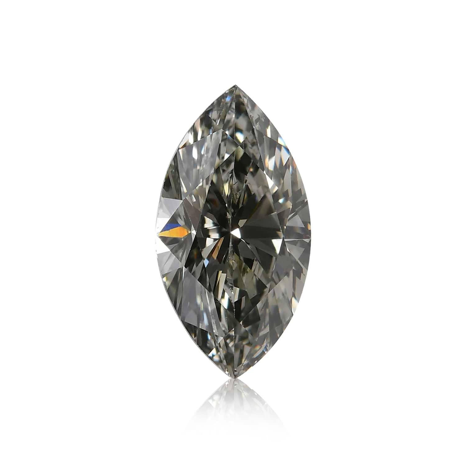 0.91 Carat Fancy Gray Yellowish Green Marquise Diamond VS2 GIA