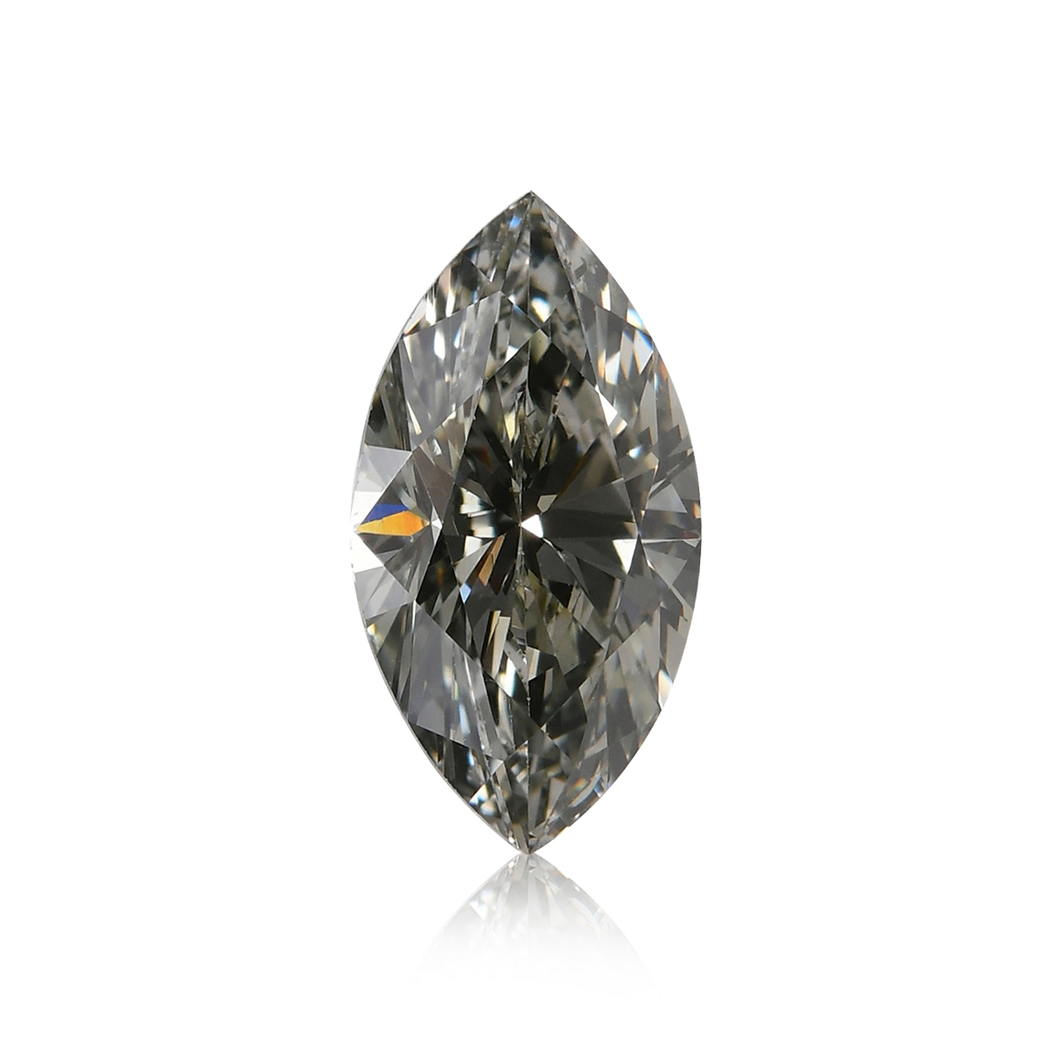 0.91 Carat Fancy Gray Yellowish Green Marquise Diamond VS2 GIA