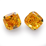 0.76 Carat Fancy Vivid Yellow Orange Cushion Diamonds VS2