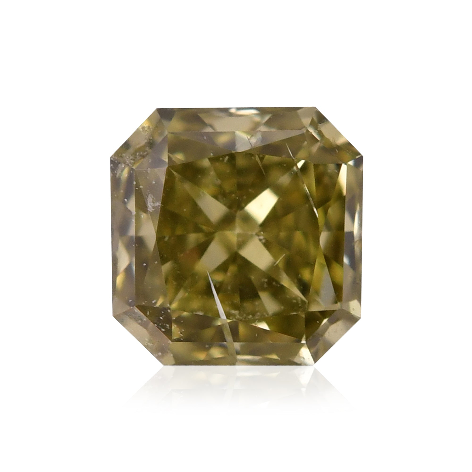 0.19 Carat Fancy Deep Grayish Yellowish Green Radiant Diamond (SI1) GIA