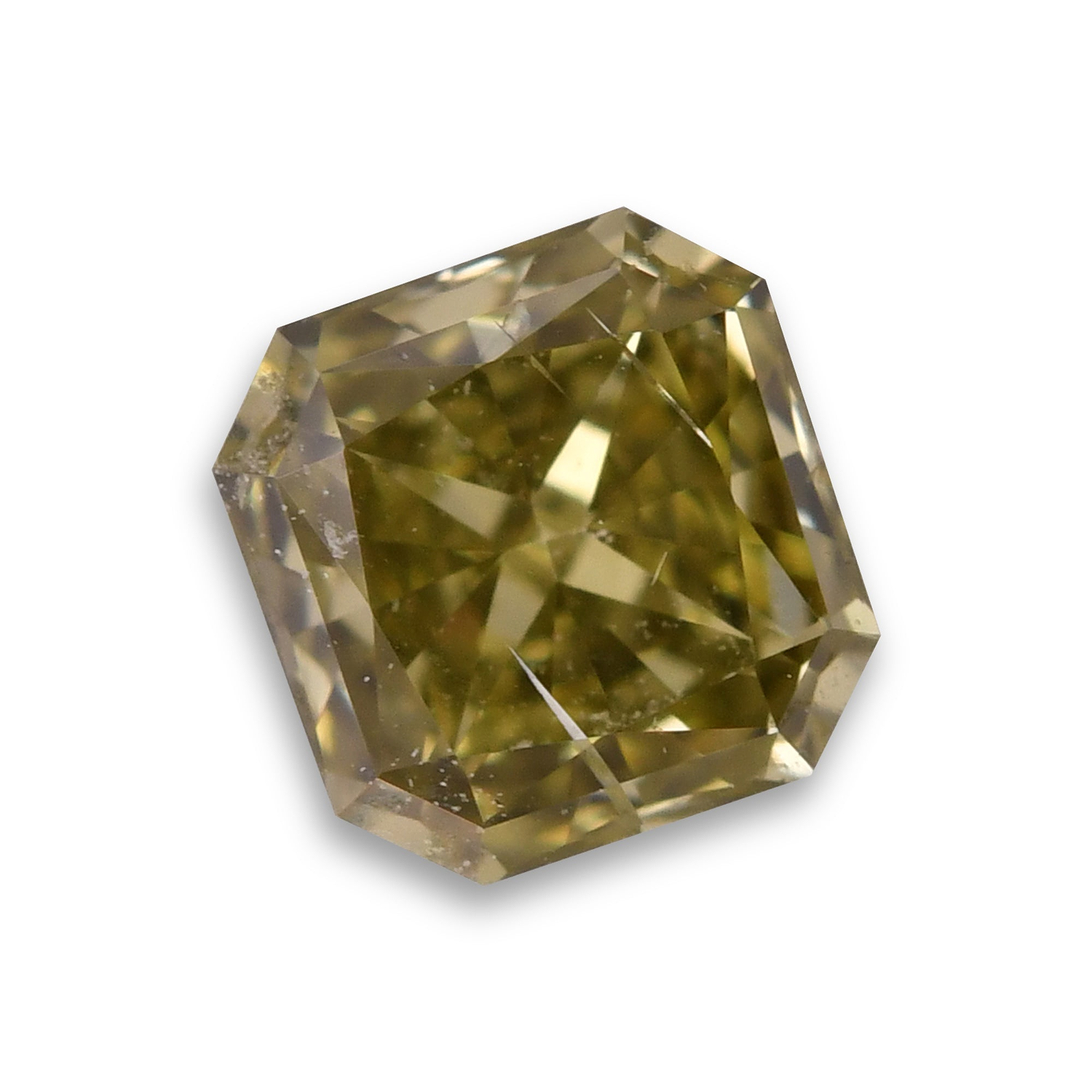 0.19 Carat Fancy Deep Grayish Yellowish Green Radiant Diamond (SI1) GIA
