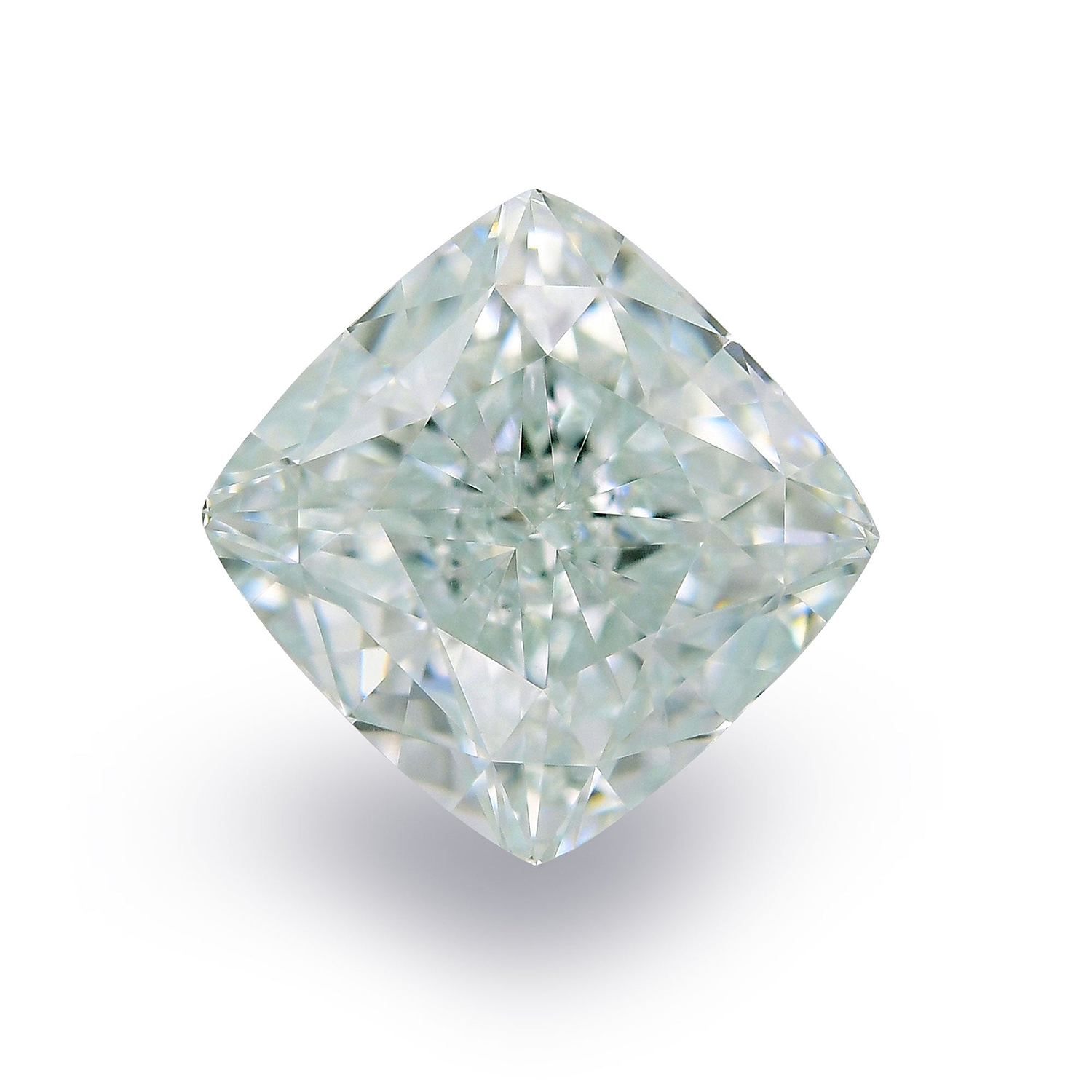 2.08 Carat Fancy Light Bluish Green Cushion Diamond VVS2 GIA
