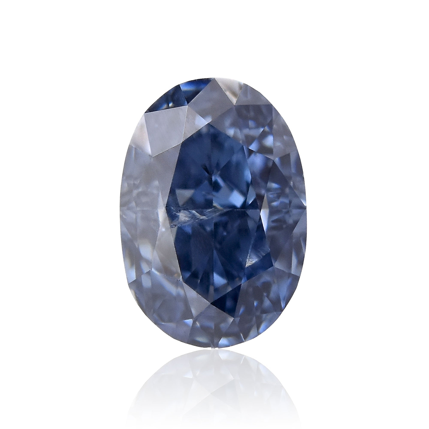 0.24 Carat Fancy Deep Blue Oval Diamond (I1) GIA