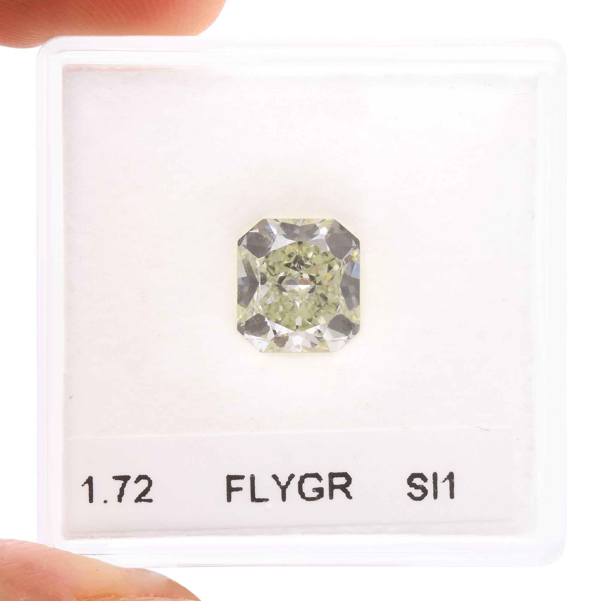 本当に信頼出来る店 1.72 Carat GIA SI1 Diamond Radiant Green Yellow Light Fancy ダイヤモンド