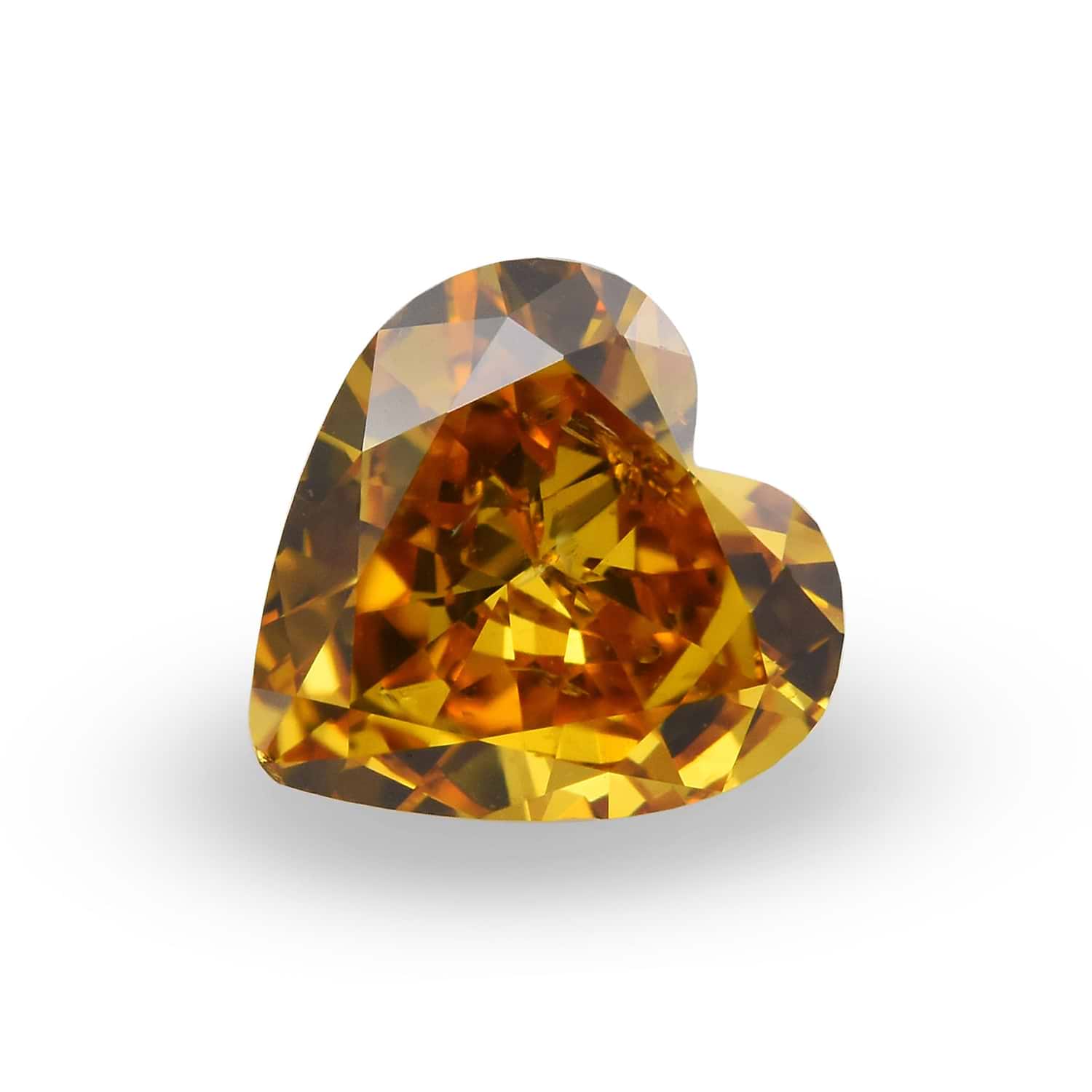 0.62 Carat Fancy Deep Yellow Orange HEART Diamond (SI2) GIA