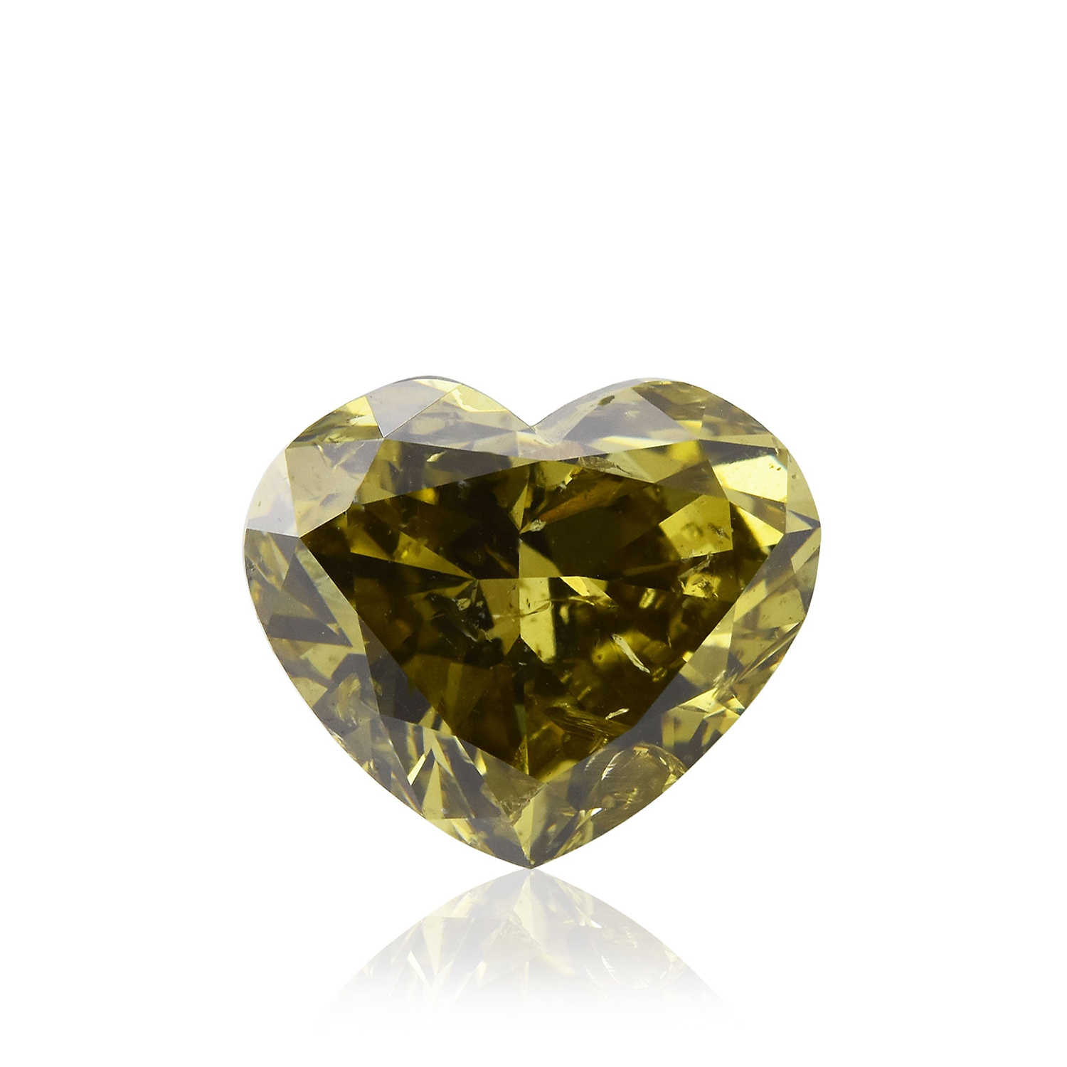 2.50 Carat Fancy Dark Gray Greenish Yellow HEART Diamond (I1) GIA