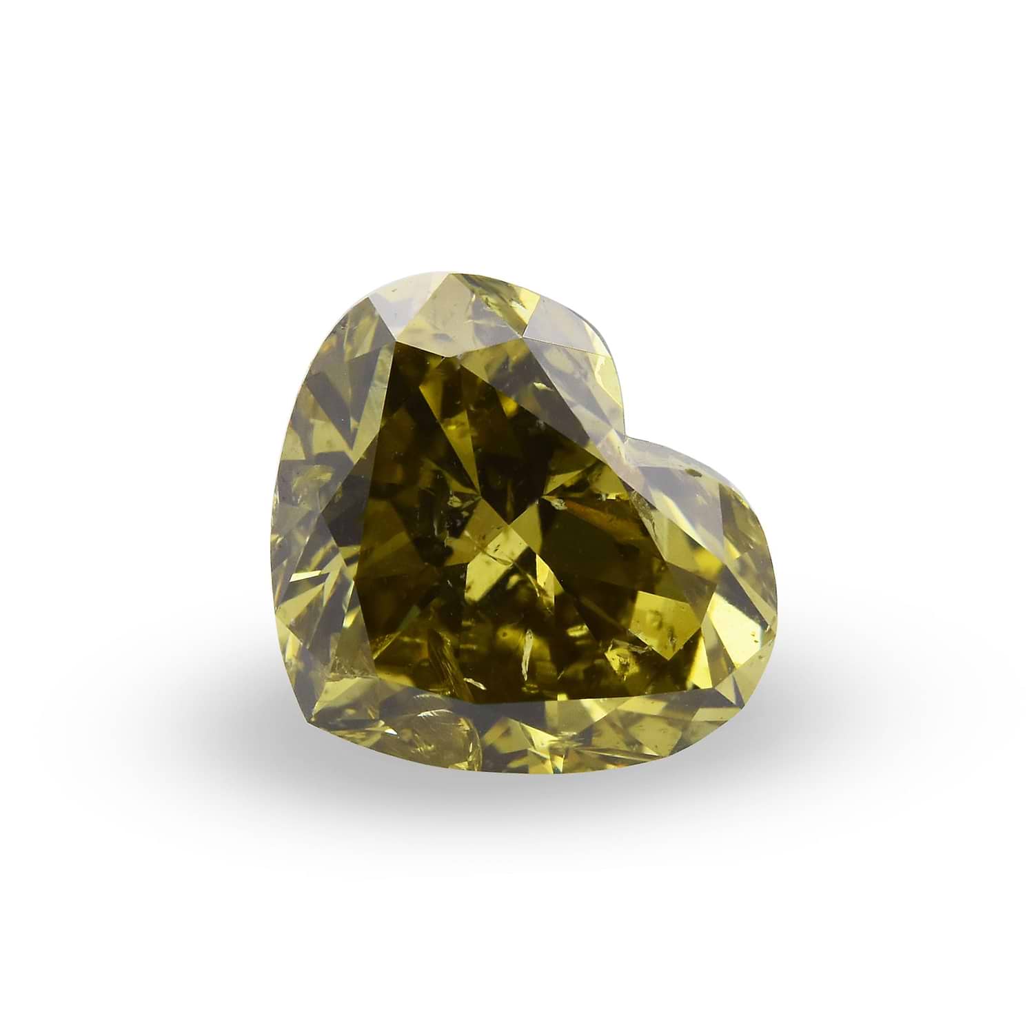 2.50 Carat Fancy Dark Gray Greenish Yellow HEART Diamond (I1) GIA