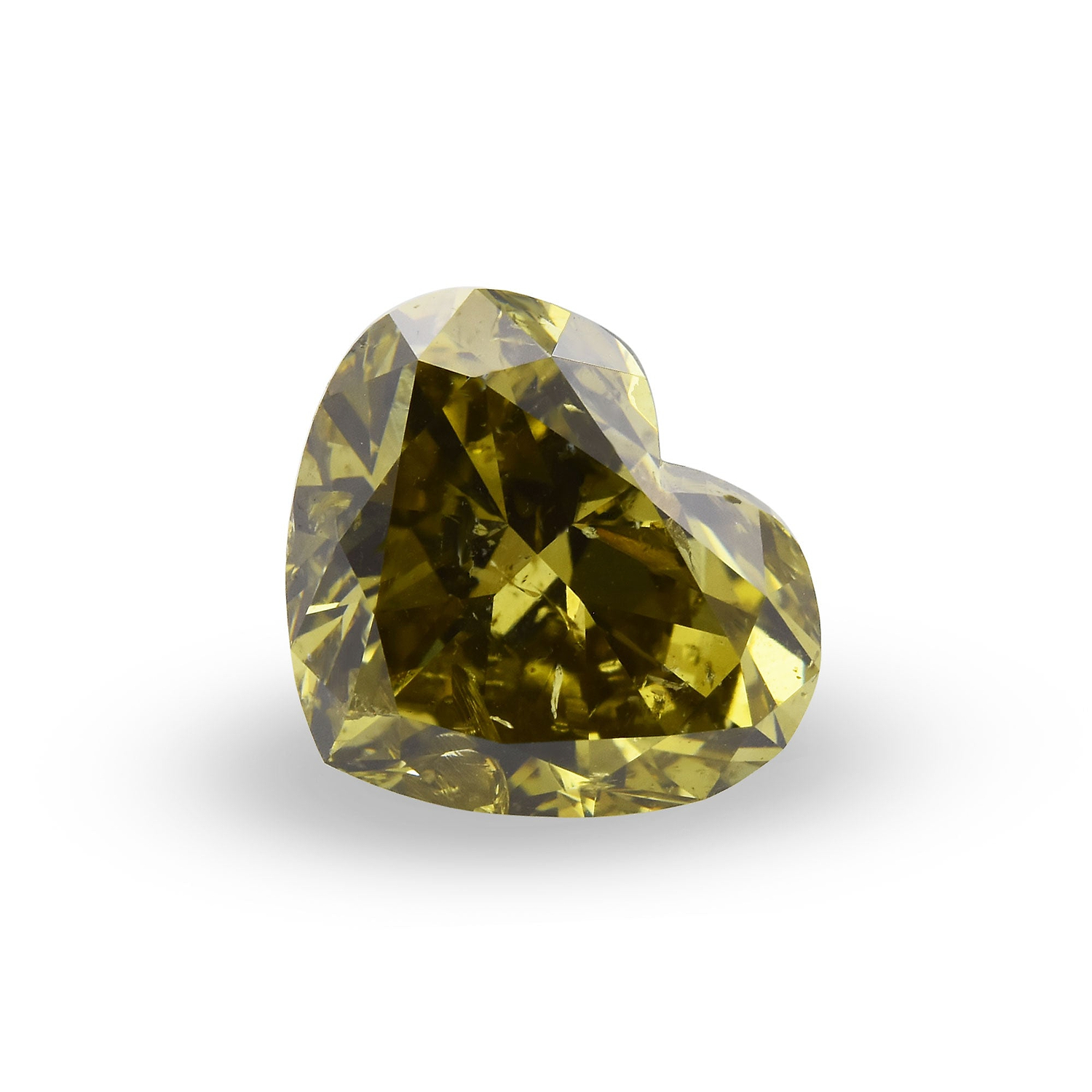 2.50 Carat Fancy Dark Gray Greenish Yellow HEART Diamond (I1) GIA