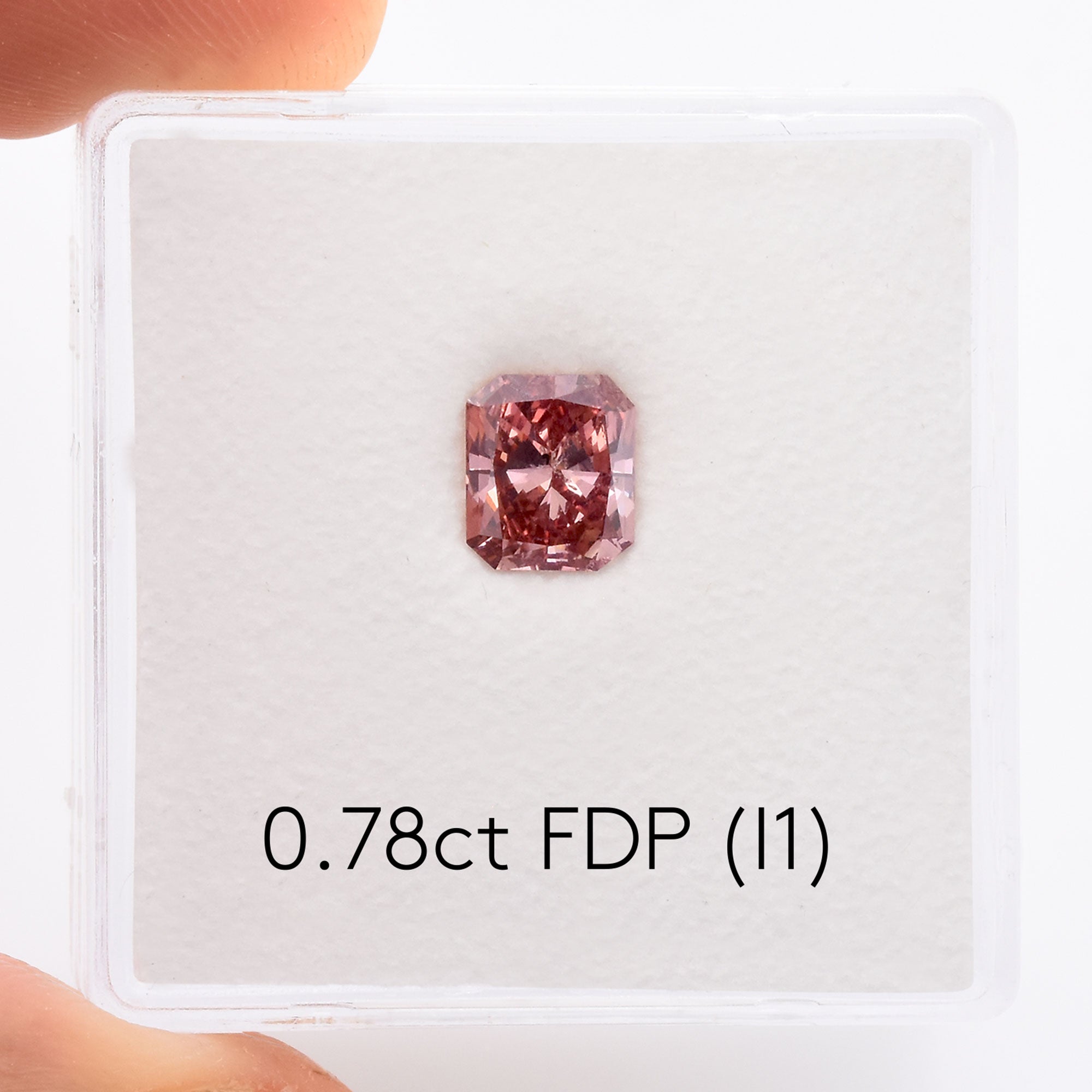 0.64 carat, Fancy Deep Orangy Pink Diamond, 2PR, Radiant