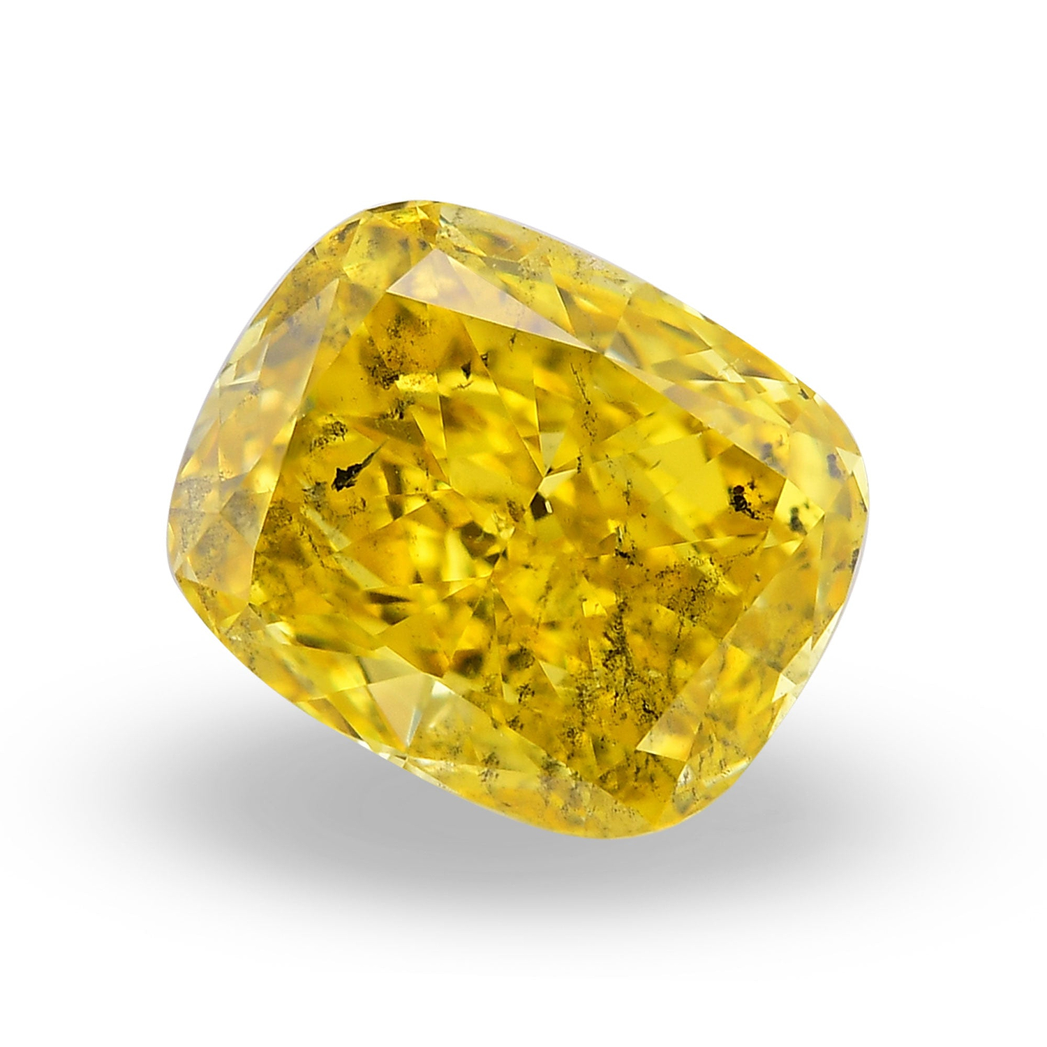 1.07 Carat Fancy Vivid Yellow Cushion Diamond I1 GIA