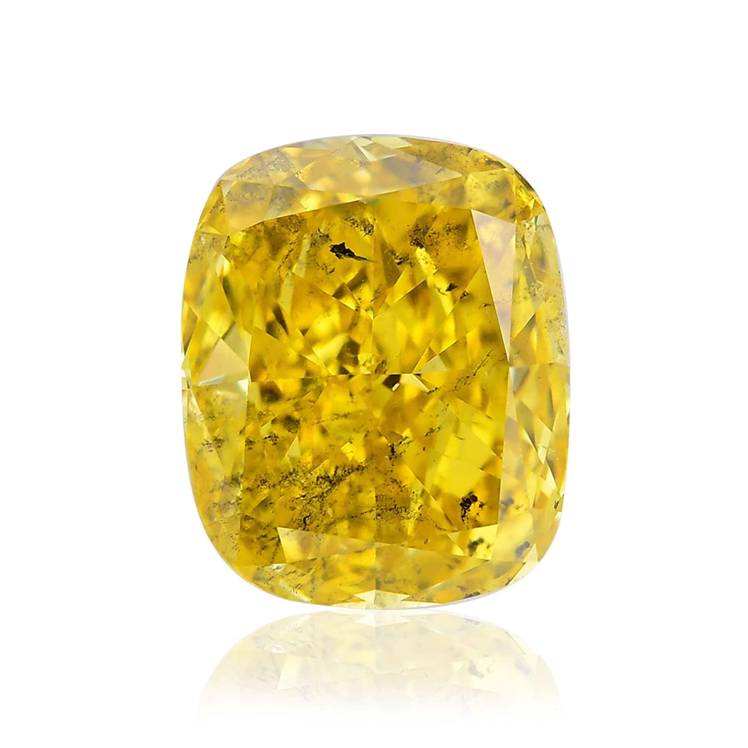 1.07 Carat Fancy Vivid Yellow Cushion Diamond I1 GIA