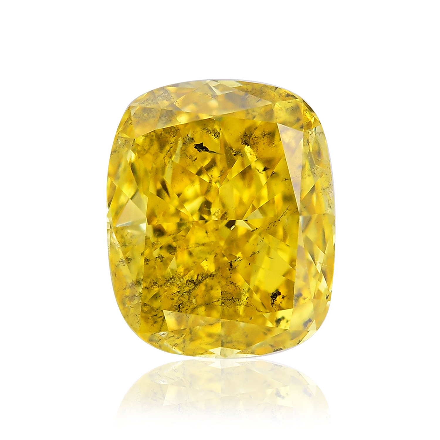 1.07 Carat Fancy Vivid Yellow Cushion Diamond I1 GIA