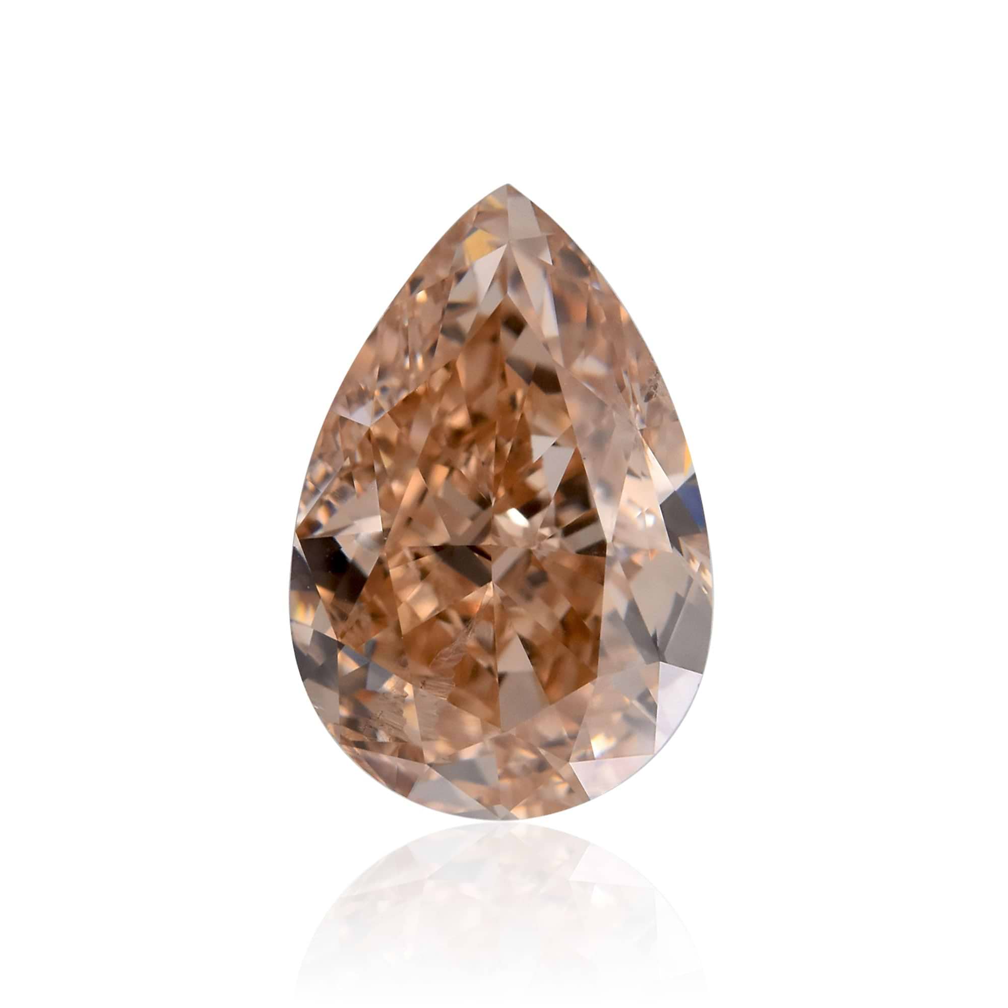 3.01 Carat Fancy Brownish Orangy Pink Pear Diamond SI2 GIA