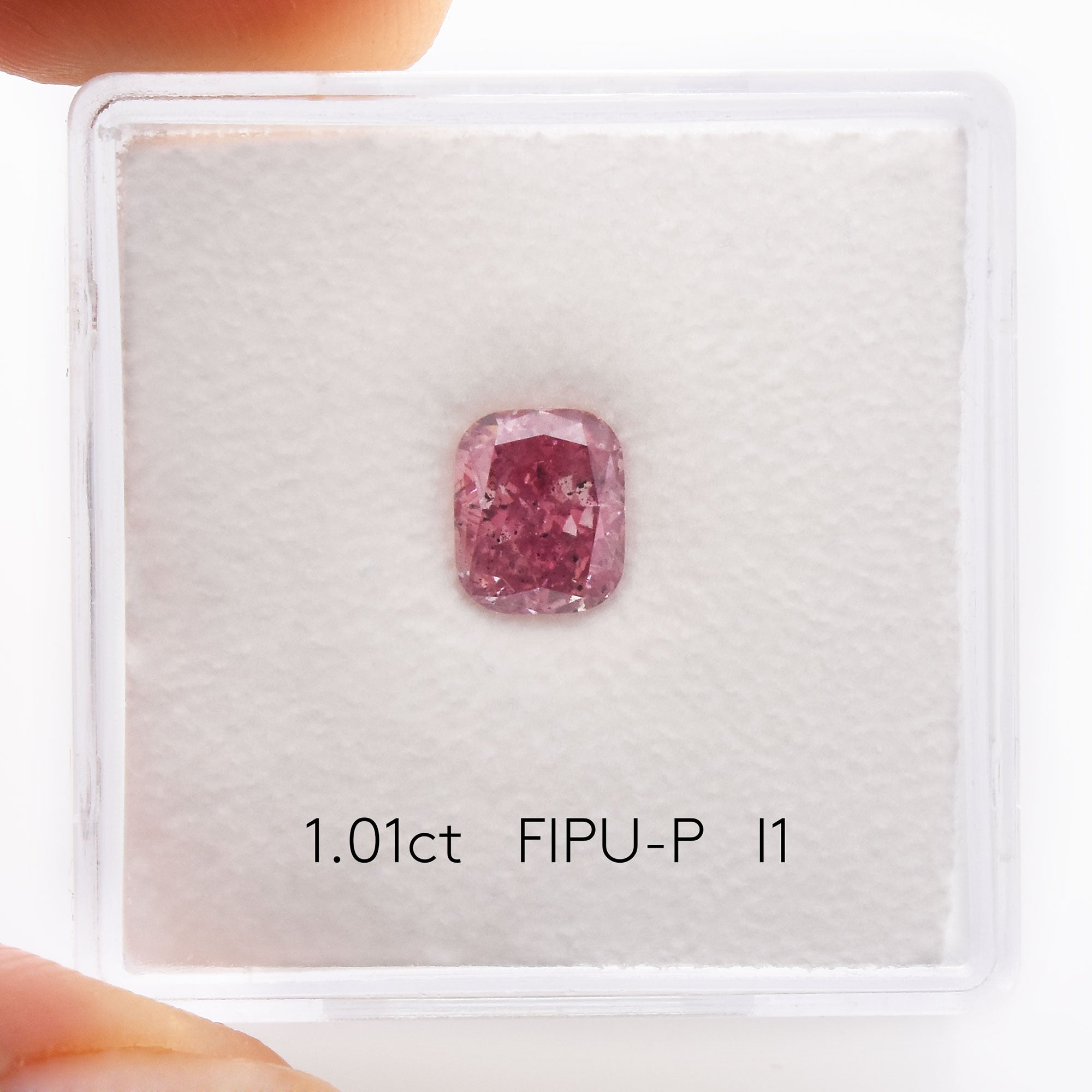 1.01 Carat Fancy Intense Purplish Pink Cushion Diamond I1