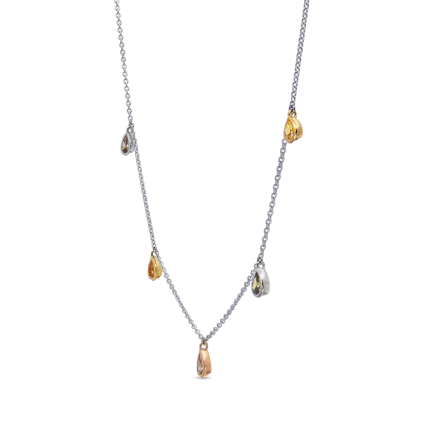 Multicolor Pear Diamond Necklace