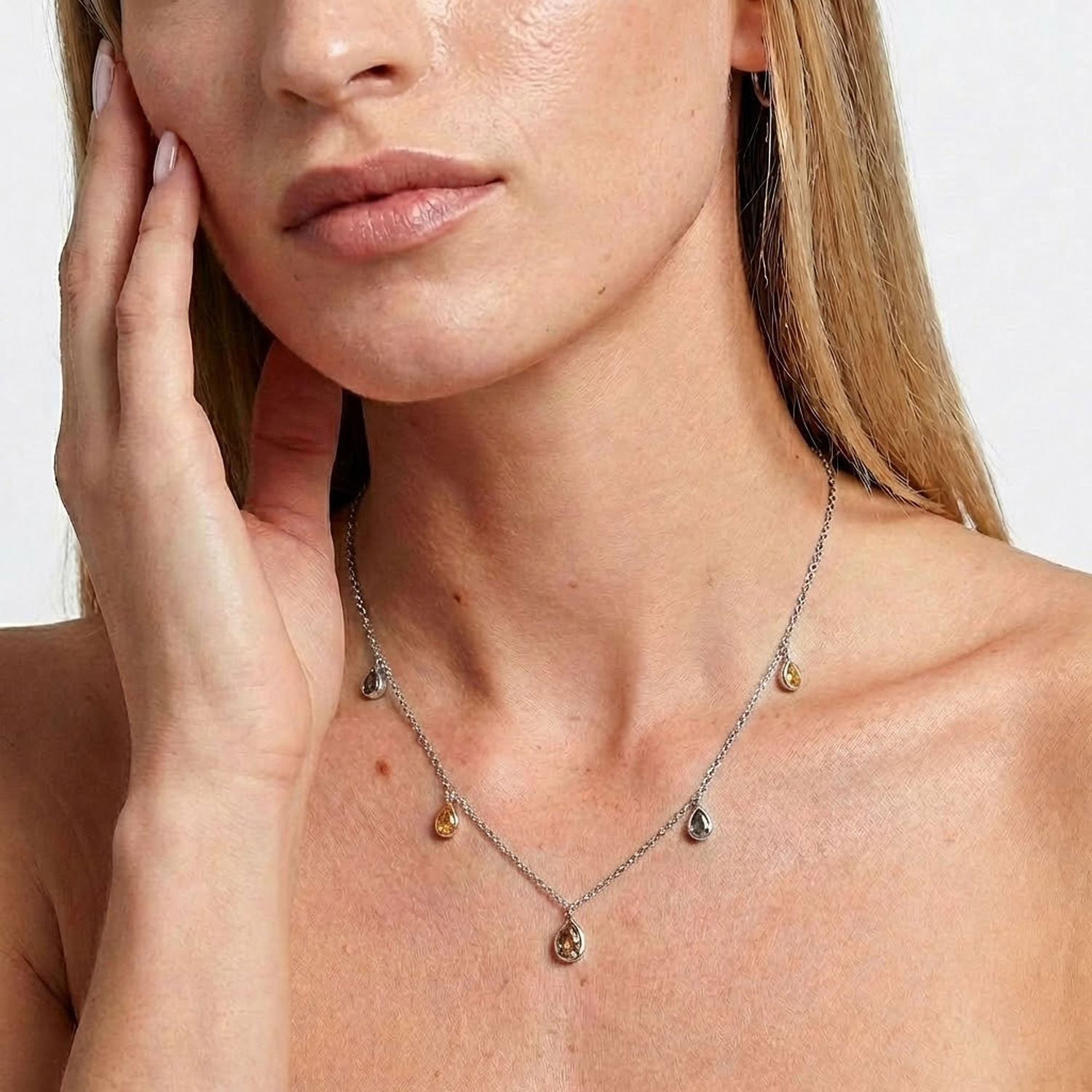 Multicolor Pear Diamond Necklace