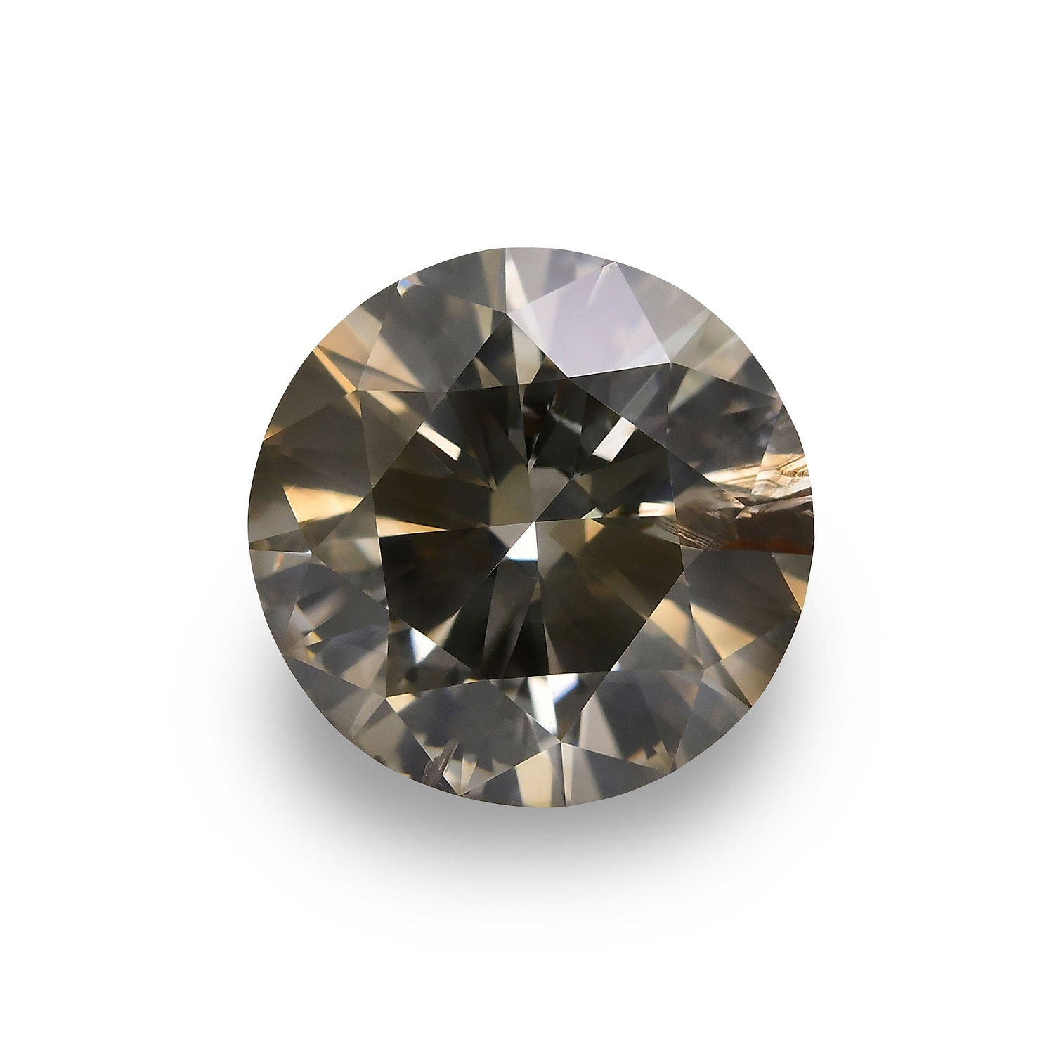 4.08 Carat Fancy Dark Yellowish Green Gray Round Brillant Diamond (I1) GIA
