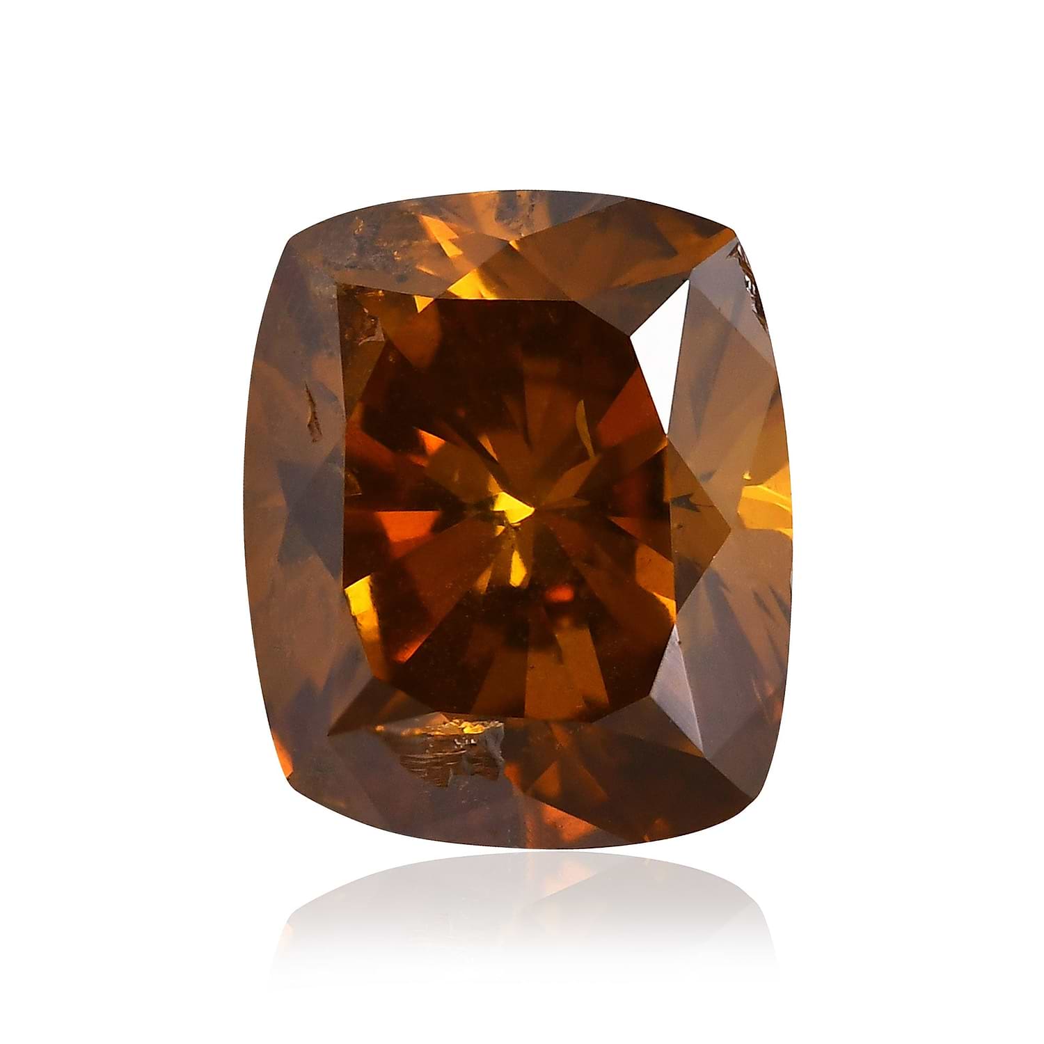 1.01 Carat Fancy Deep Brown Orange Cushion Diamond (I1) GIA