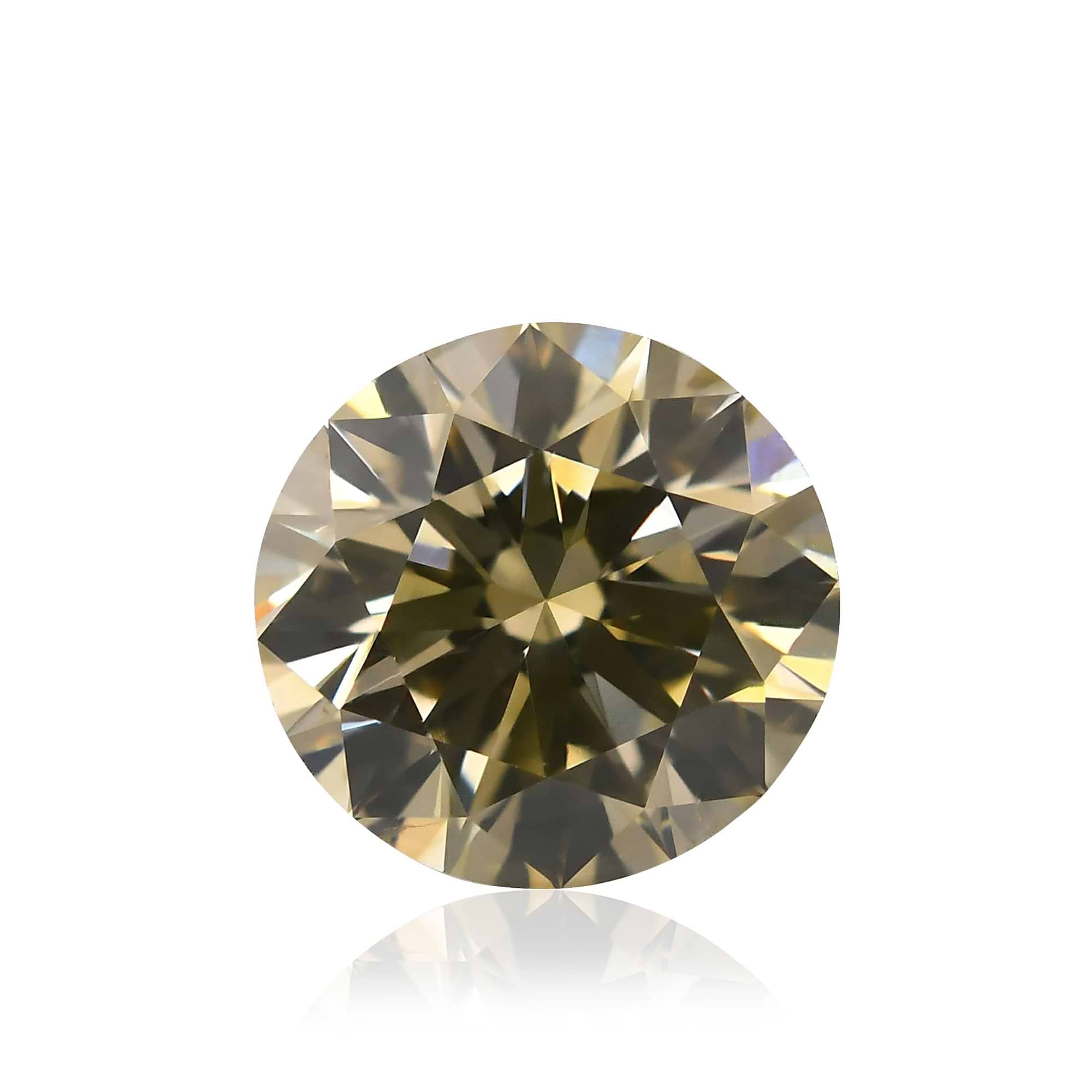 0.90 Carat Fancy Brownish Greenish Yellow Round Brilliant Diamond