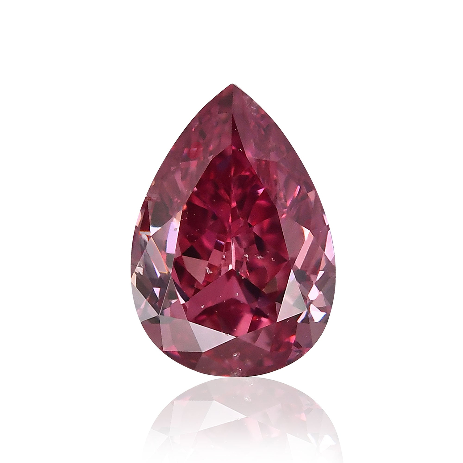 0.70 Carat Fancy Purplish Red Pear Diamond SI1 GIA