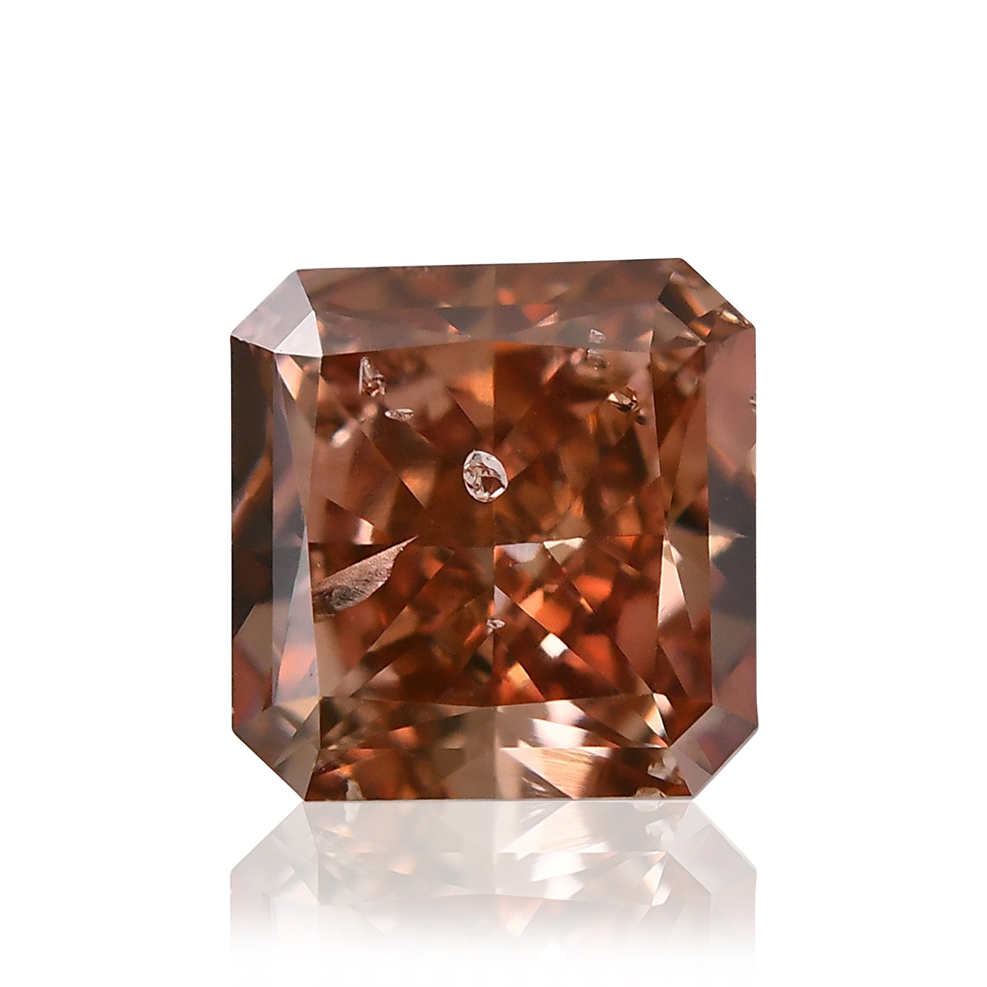 【通販 人気】 Carat 0.48 Fancy GIA (I1) Diamond Radiant Pink Orangy Deep ダイヤモンド