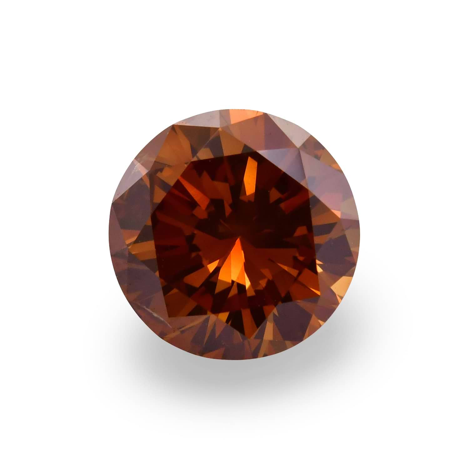 1.53 Carat Fancy Deep Brown Orange Round Brilliant Diamond SI2 GIA