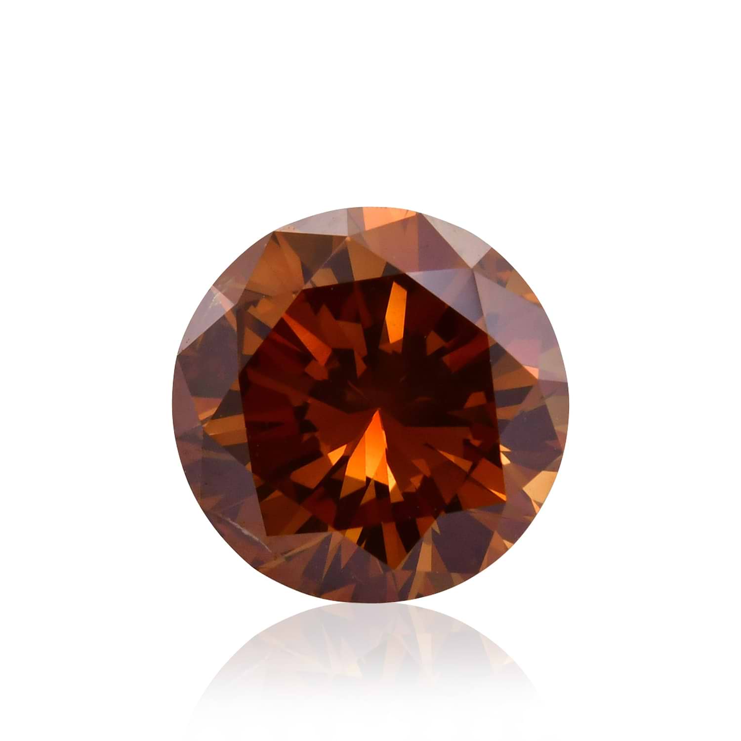 1.53 Carat Fancy Deep Brown Orange Round Brilliant Diamond SI2 GIA