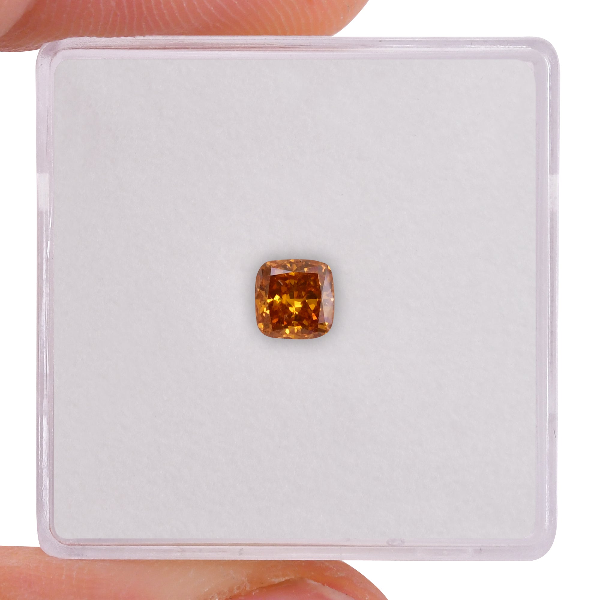 0.89 Carat Fancy Deep Yellow Orange Cushion Diamond I1 GIA