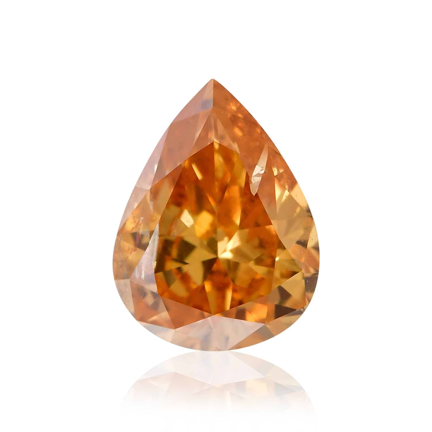 0.31 Carat Fancy Deep Yellow Orange Pear Diamond I2 GIA