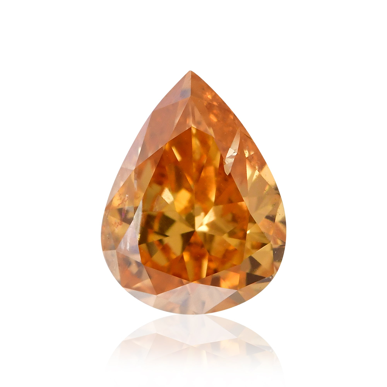 0.31 Carat Fancy Deep Yellow Orange Pear Diamond I2 GIA