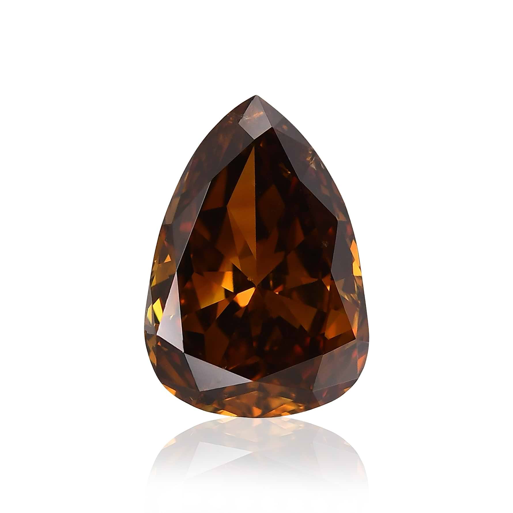 Carat Fancy Dark Orangy Brown Pear Diamond SI2 GIA LEIBISH