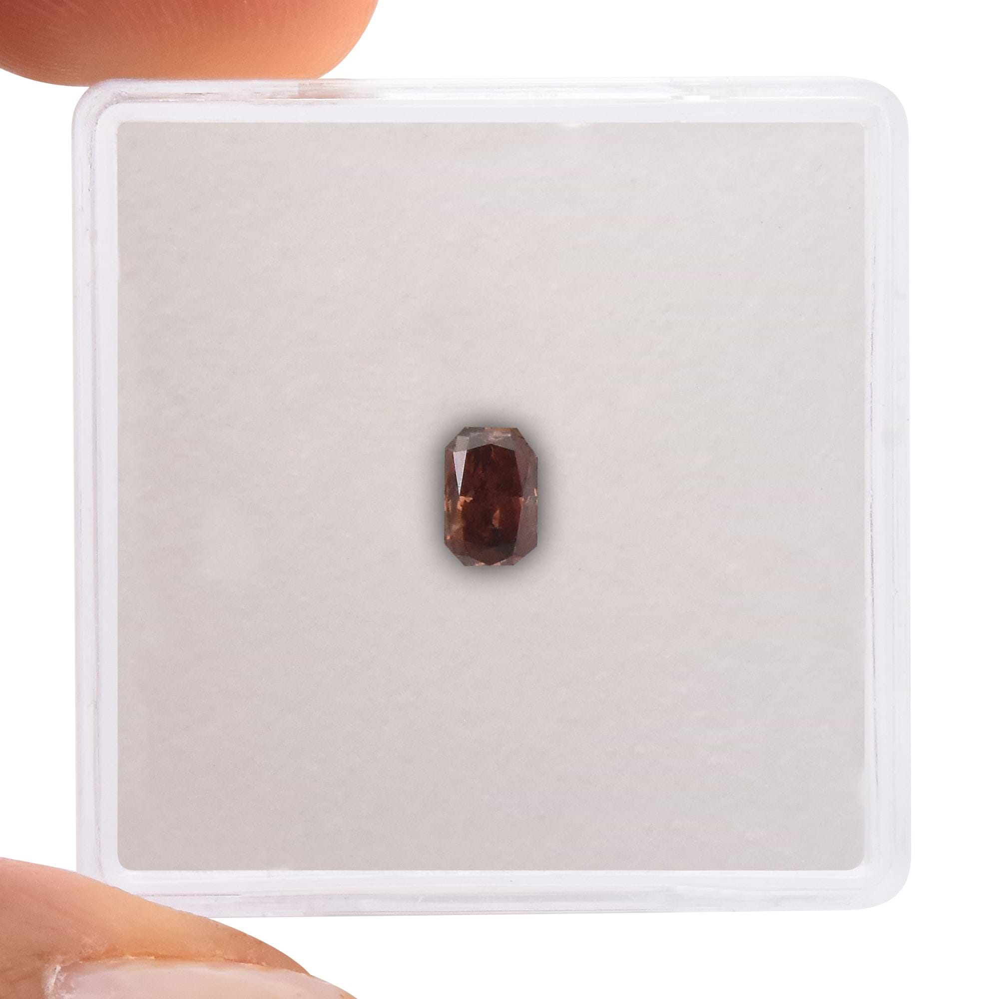 0.32 Carat Fancy Deep Brown Pink Radiant Diamond (I1) GIA