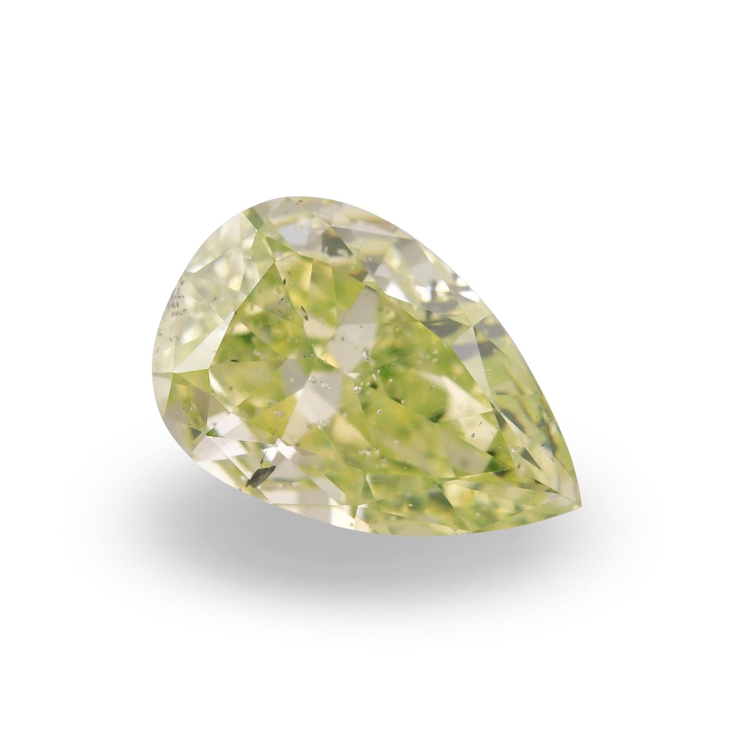 0.84 Carat Fancy Yellow Green Pear Diamond I1 GIA