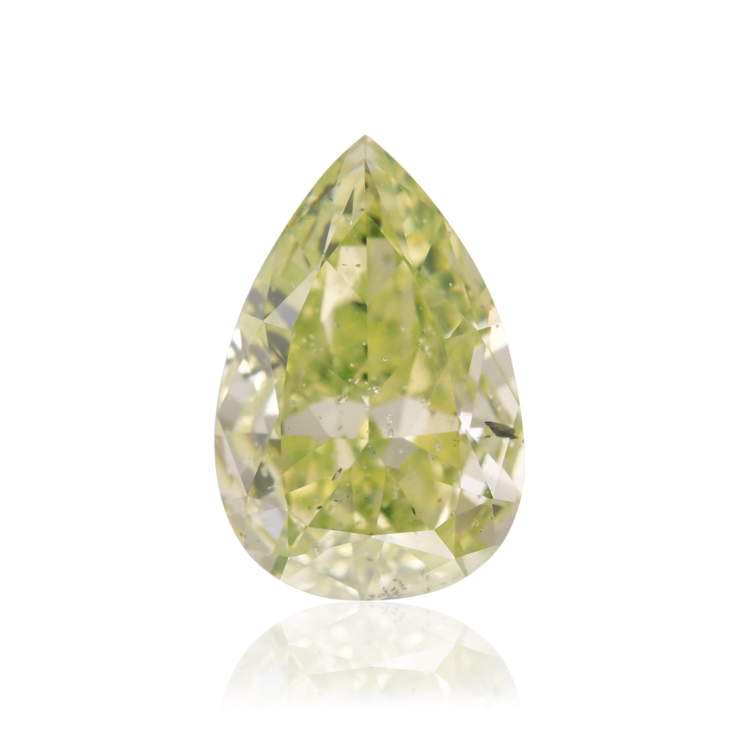 0.84 Carat Fancy Yellow Green Pear Diamond I1 GIA