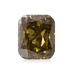 0.73 Carat Fancy Dark Brown Greenish Yellow Cushion Diamond I1 GIA