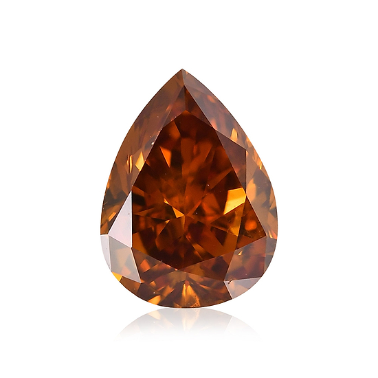 0.88 Carat Fancy Deep Brown Orange Pear Diamond SI1 GIA