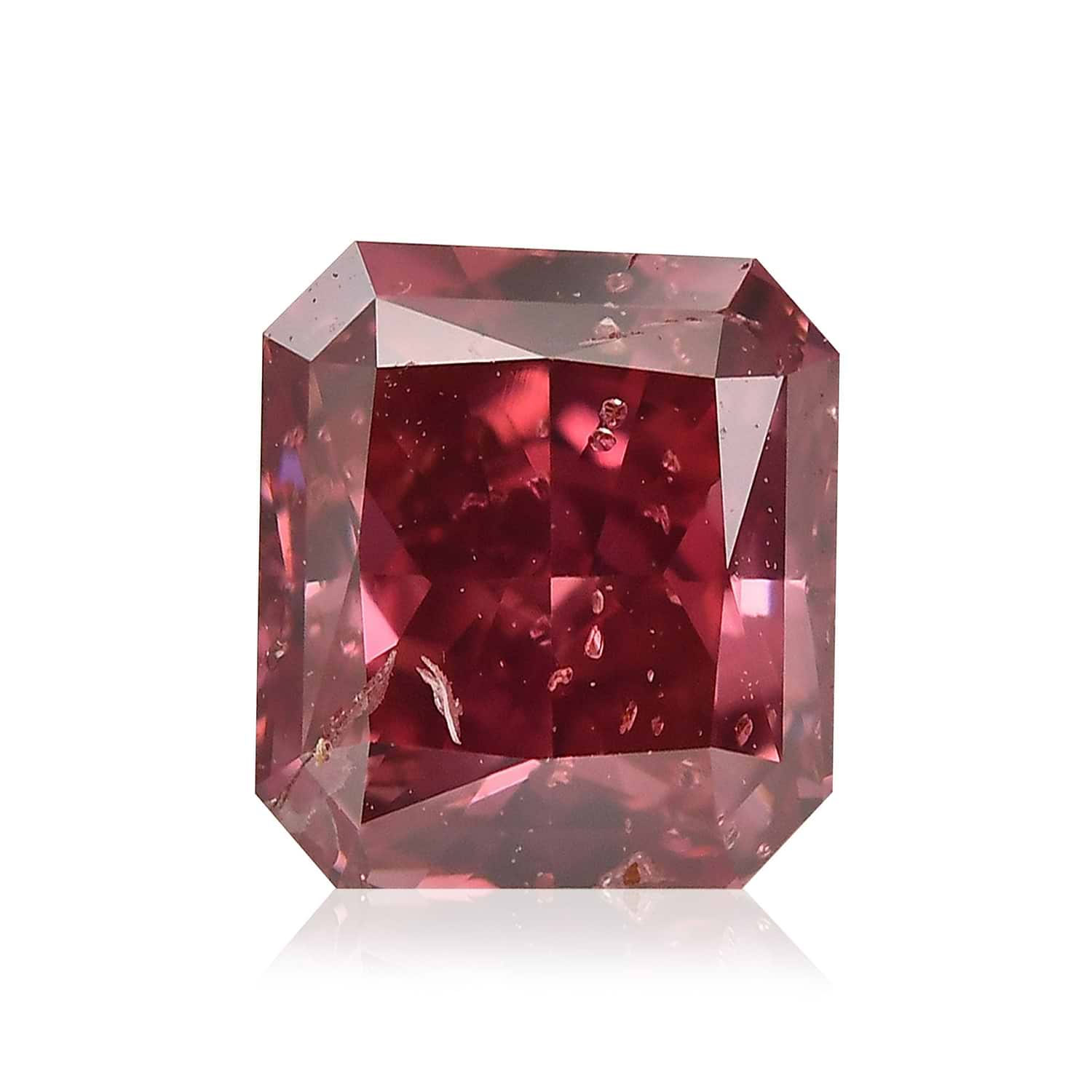 0.73 Carat Fancy Red Radiant Diamond I1 GIA