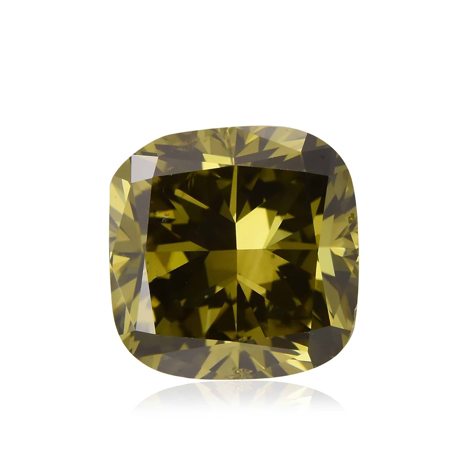 1.51 Carat Fancy Dark Gray Greenish Yellow Cushion Diamond SI2 GIA