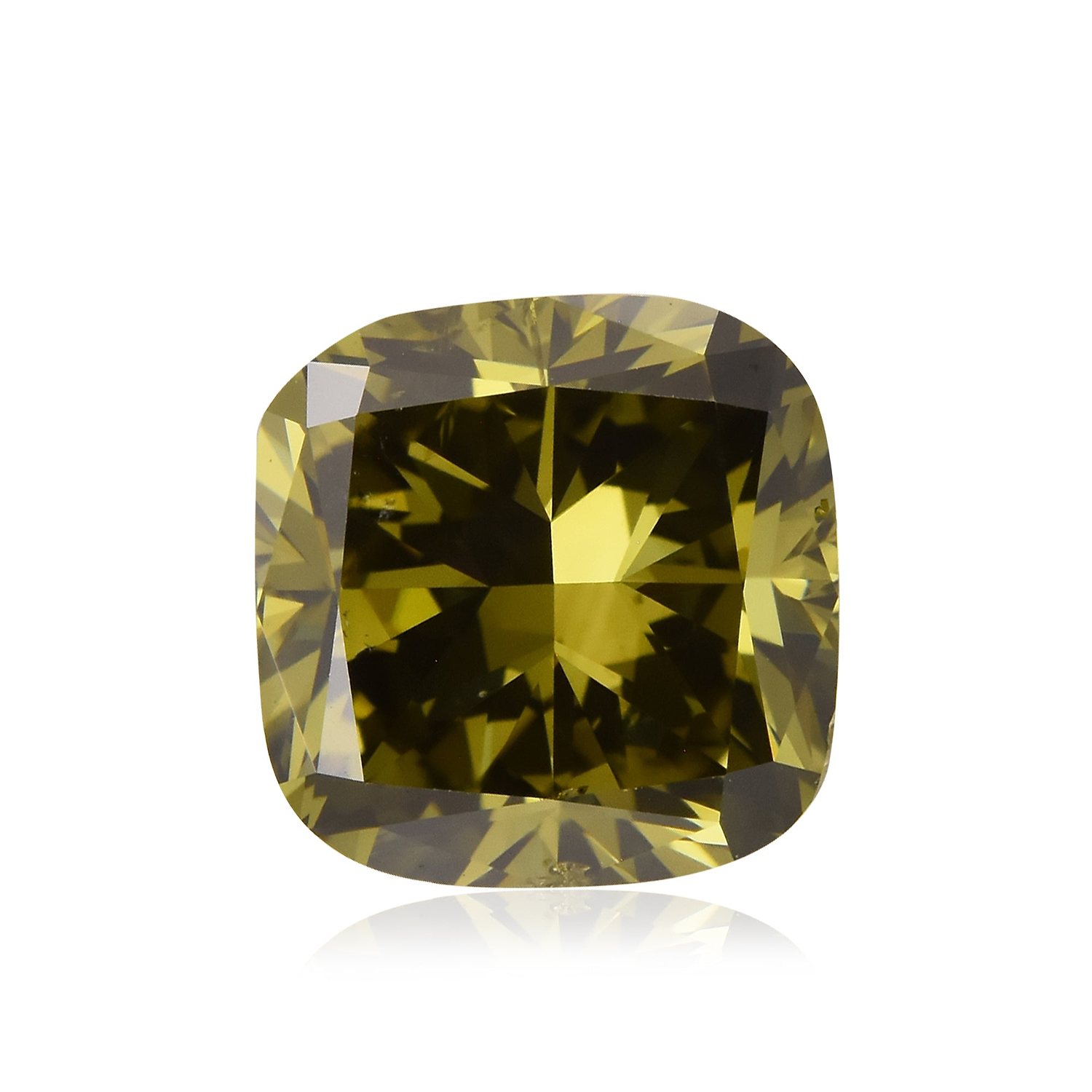 1.51 Carat Fancy Dark Gray Greenish Yellow Cushion Diamond SI2 GIA