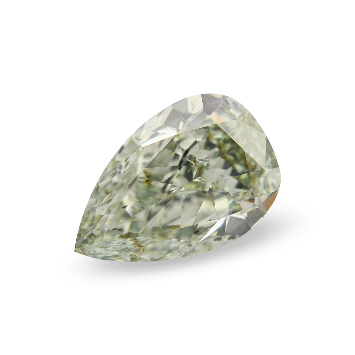1.35 Carat Fancy Yellowish Green Pear Diamond SI2 GIA