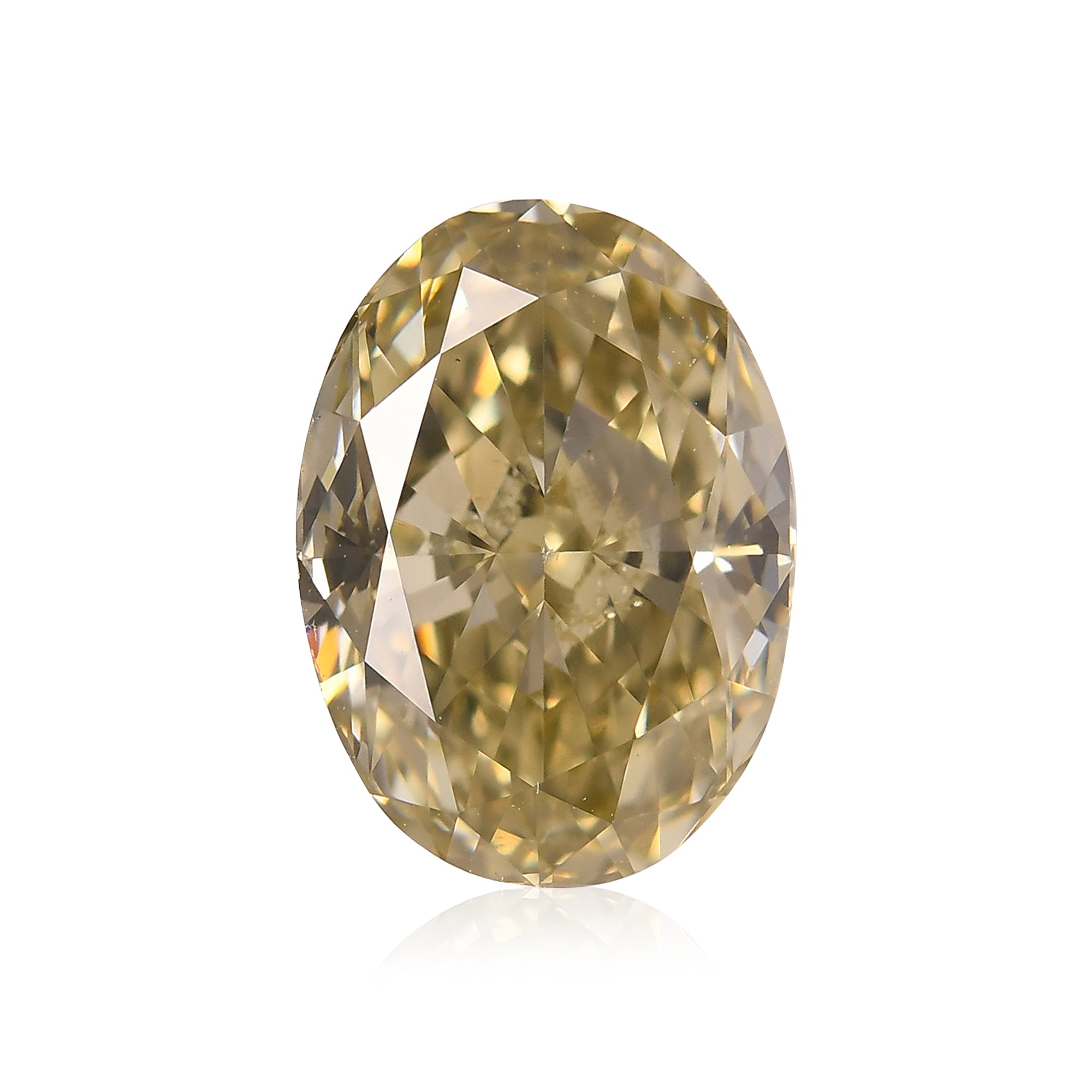 2.03 Carat Fancy Brownish Greenish Yellow Oval Diamond VS2