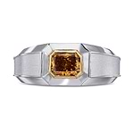 Anello da uomo con diamante elegante marrone-giallo-arancio intenso