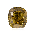 0.93 Carat Fancy Deep Brownish Greenish Yellow Cushion Diamond VS1 GIA