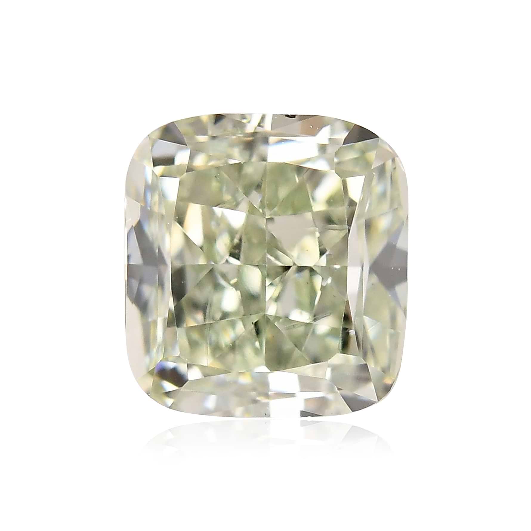 0.88 Carat Fancy Intense Yellowish Green Cushion Diamond VS2 GIA