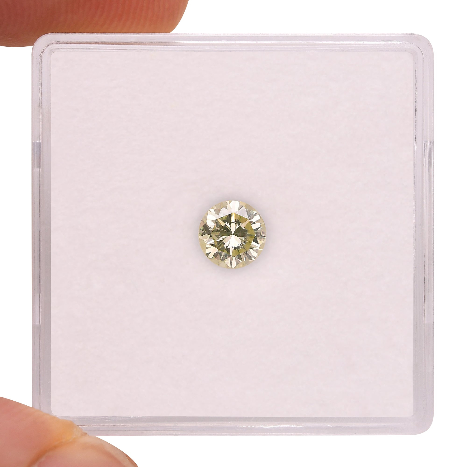 0.39 Carat Fancy Grayish Yellowish Green Round Diamond (VS2) GIA