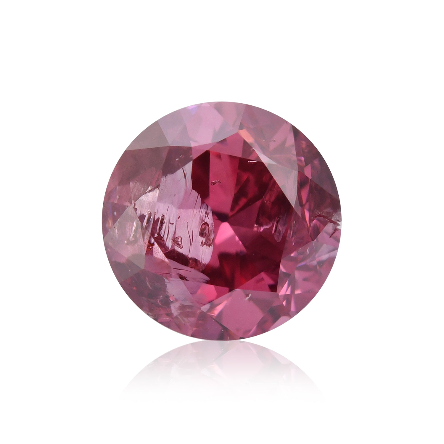 0.90 Carat Fancy Purplish Red Round Brillant Diamond I3 GIA