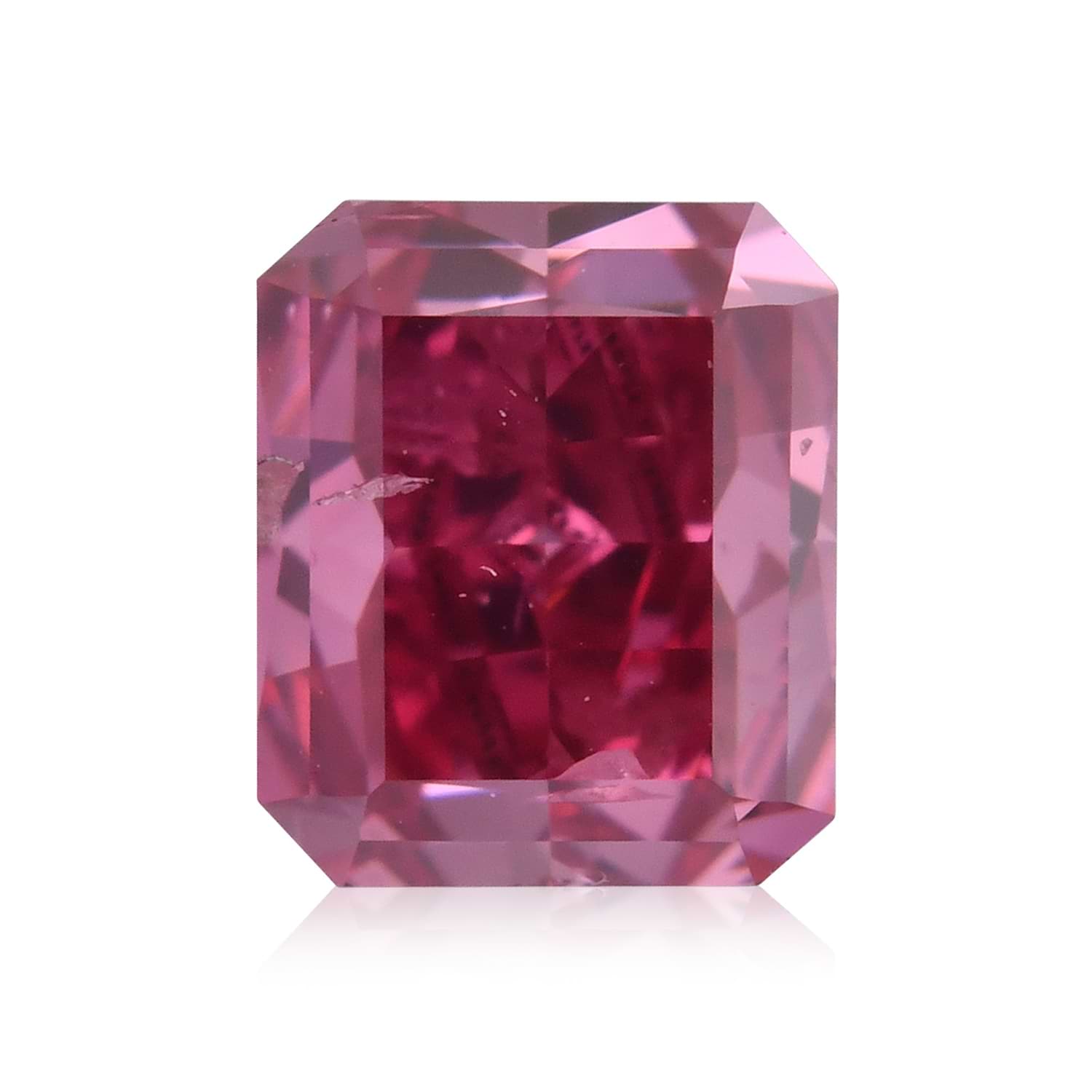 0.47 Carat Fancy Purplish Red Radiant Diamond I1 GIA