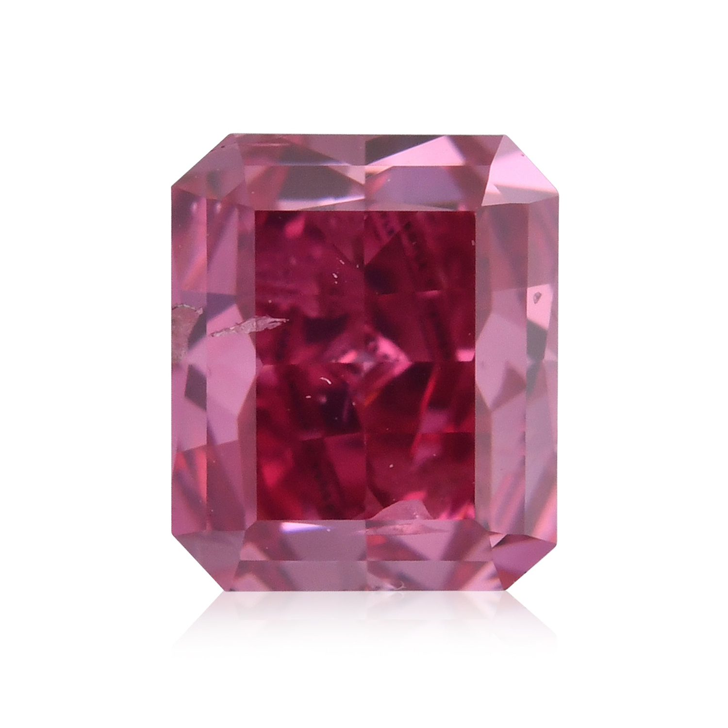 0.47 Carat Fancy Purplish Red Radiant Diamond I1 GIA