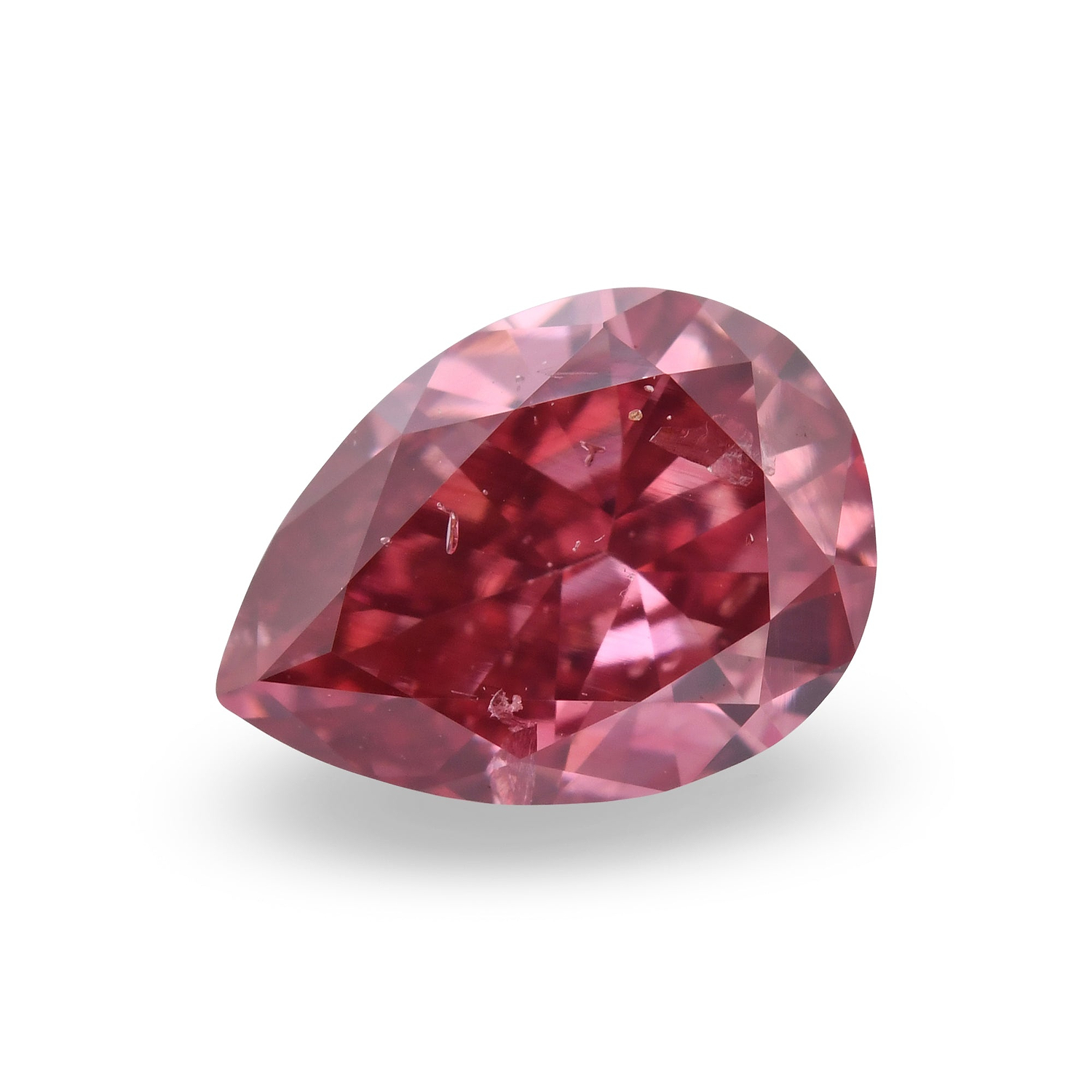 0.72 Carat Fancy Red Pear Diamond I1 GIA
