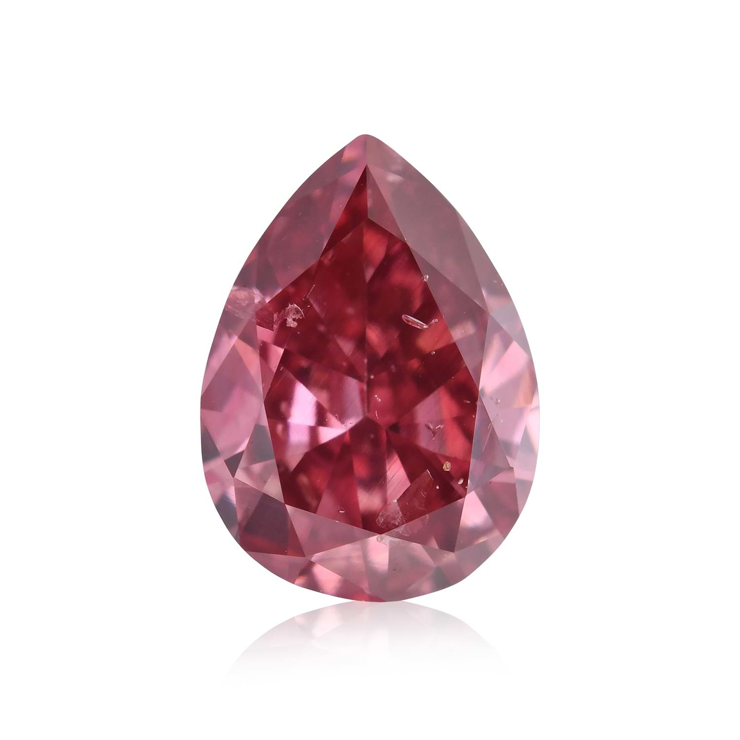0.72 Carat Fancy Red Pear Diamond I1 GIA